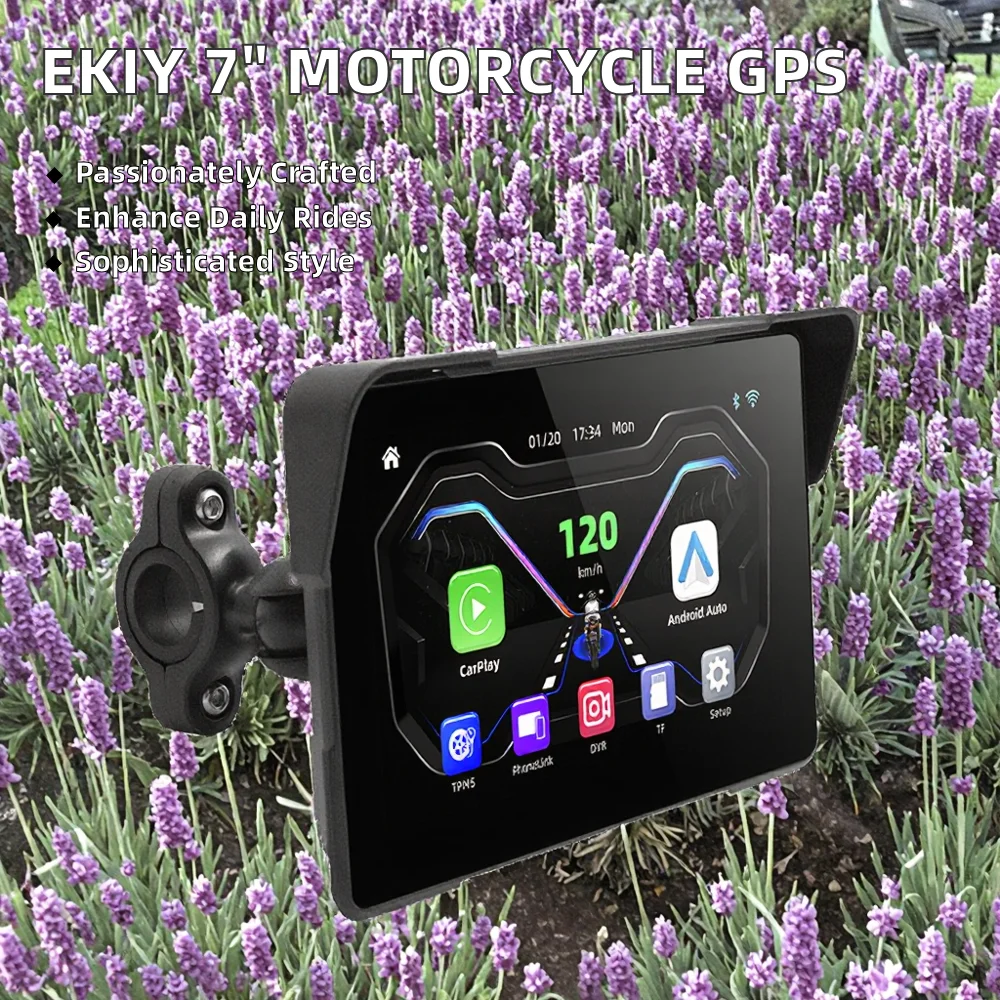 7 inch Carplay & Android Auto Navigation GPS Wireless Carplay & Android Screen For Motorcycle New Status