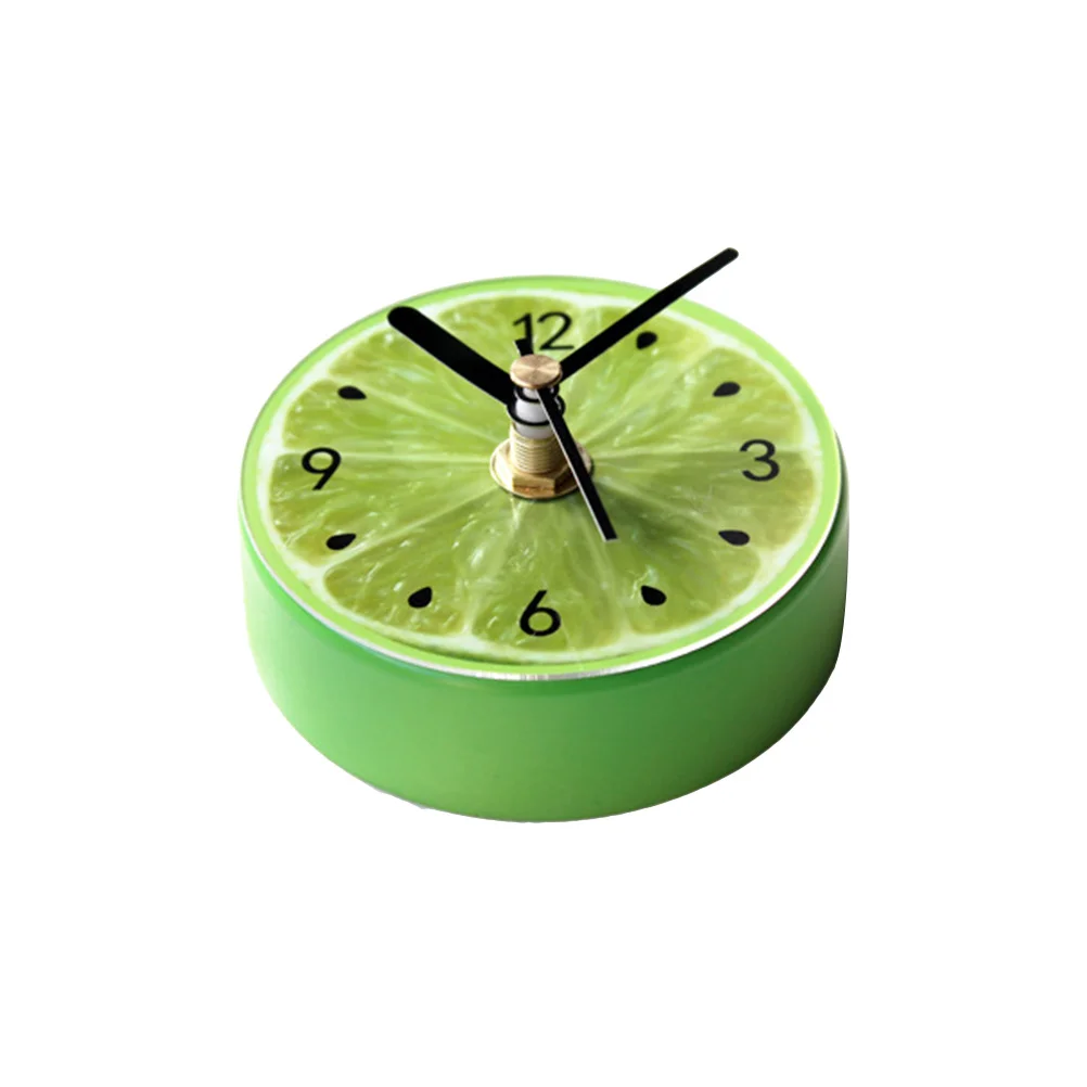 

Lemon Refrigerator Clock With Fruit Pattern Magnetic Wall Clock For Kitchen Home Decor Green Round Magnets Fridge Stickers