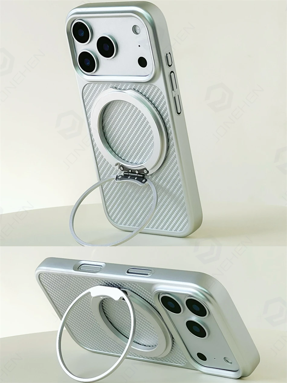 Business Magnetic Carbon Fiber Pattern Matte Armor Case for iPhone 17 16 15 Pro Max Shockproof Bumper Frosted Cover For Magsafe - view 6