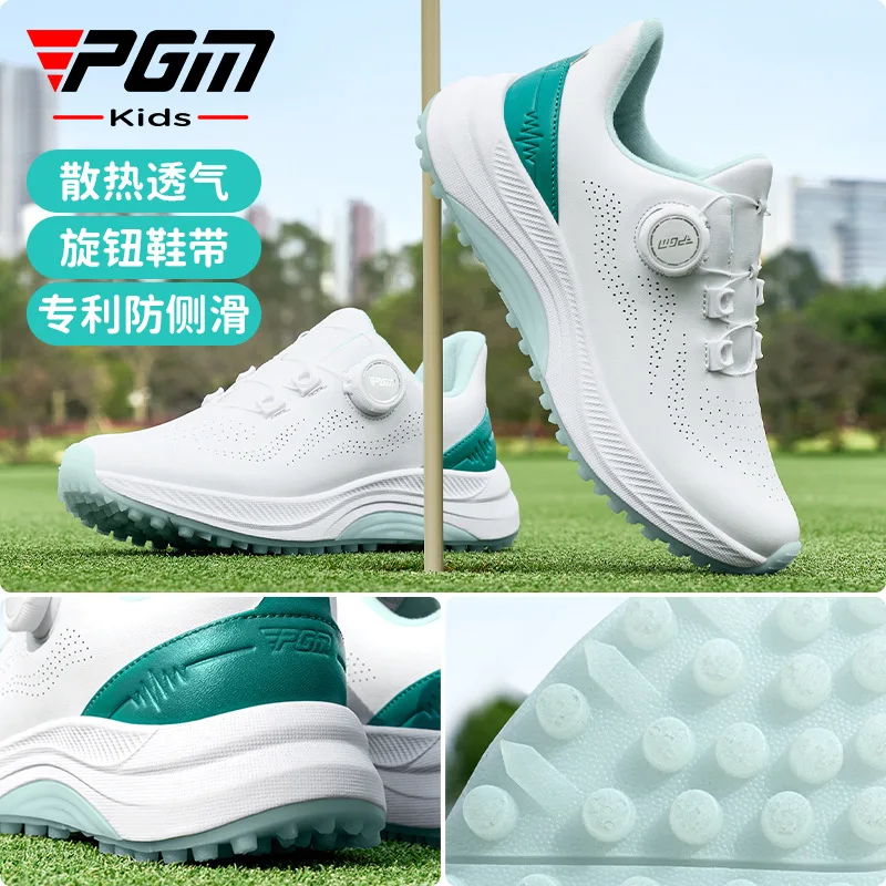 PGM Children's Golf Shoes Breathable Non-slip Wear-resistant Children's Shoes Girls Teenagers Knob Buckle Boys' Sports Shoes