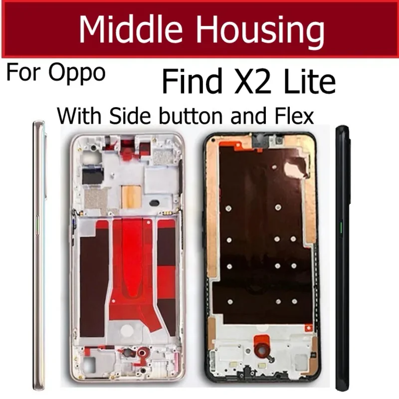 

Middle Frame Housing For OPPO Find X2 Lite Middle Frame Bezel with Side Buttons Camera Cover Reapir Parts