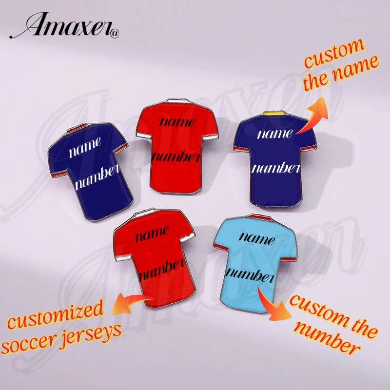 Custom Soccer Jersey Brooch Personalized Name Number Broochs Women's Handbag Jewelry Party Favors Fan Gifts