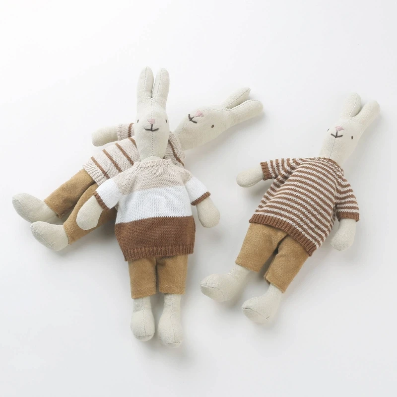 Bambola di peluche in cotone kawaii Baby Dressing Rabbit peluche maglione coniglietto bambola neonato Sleeping Cuddle Doll giocattolo educativo