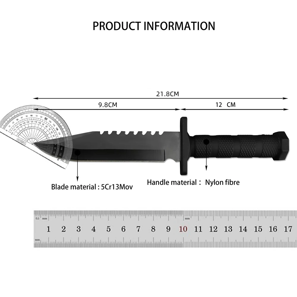 Quartermaster High Hardness Fixed Blade Knife Hunting Military Tactical Knife Combat Straight Knives Nylon Fiber Handle Tools