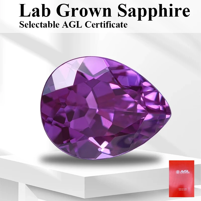 

Lab Grown Sapphire Purplish Red Color Pear Shape VVS1 Stone for Charms Diy Jewelry Making Materials Selectable AGL Certific