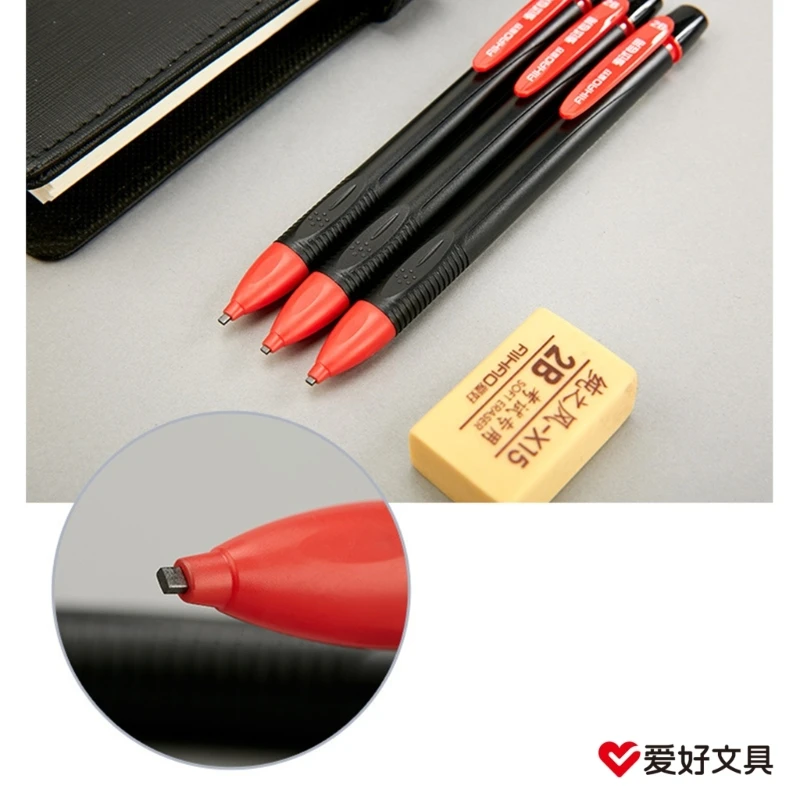 Flat Head Test Mechanical Pencil Drawing 2B Refills Writing Automatic Drafting Pencil with Eraser Office School Supplies