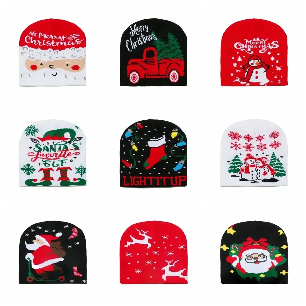 

Reindeer Christmas Hat Christmas Tree Bow Red Knitted Woolen Hat Cartoon New Year Dress Up Pullover Cap Party Supplies