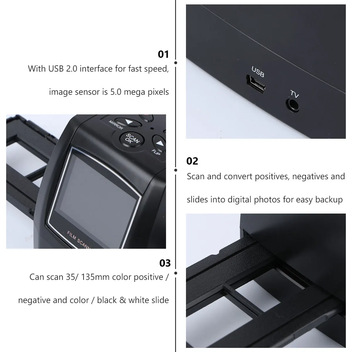 

35 /135mm Film Scanner Inflatable Colorful Ghost Halloween Yard Decoration Converter Black