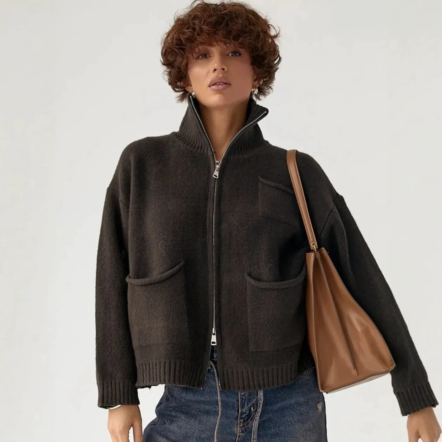 Fashion Long Sleeve Knit Sweater Cardigan Women Tops Turn Down Collar Sueter Feminino 2026 Knitted Sweater Women Cardigans