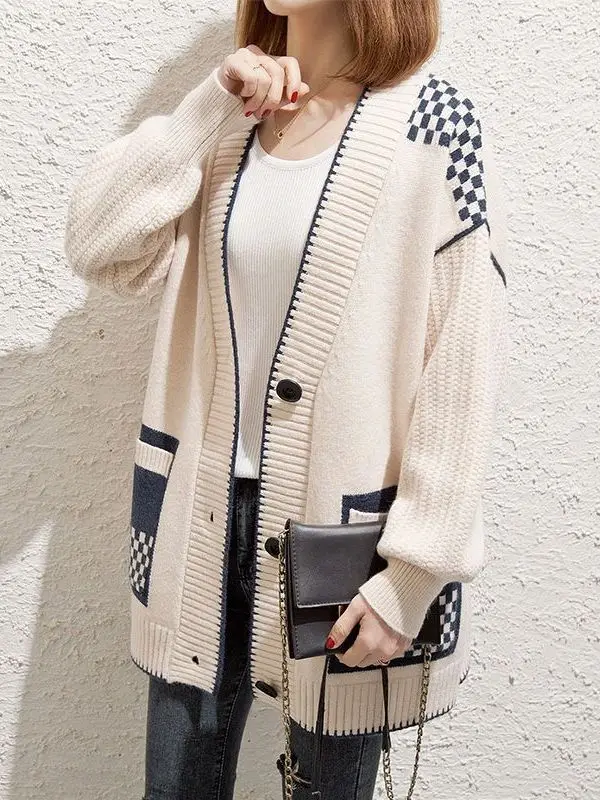 

Sli Knitted Sweater Top Loose Fit Conceal Meat Large Size Mommy Clothes Korean Sle High Waist Autumn Winter Coat