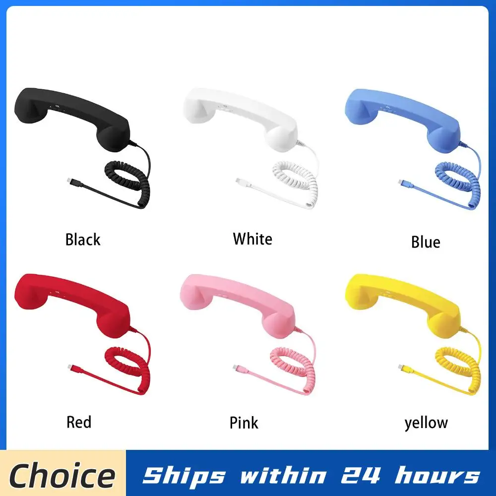 Auricular Retro para Teléfono Fijo Tipo-C, Receptor Ergonómico Portátil Vintage para Videoconferencias en Celulares y Móviles