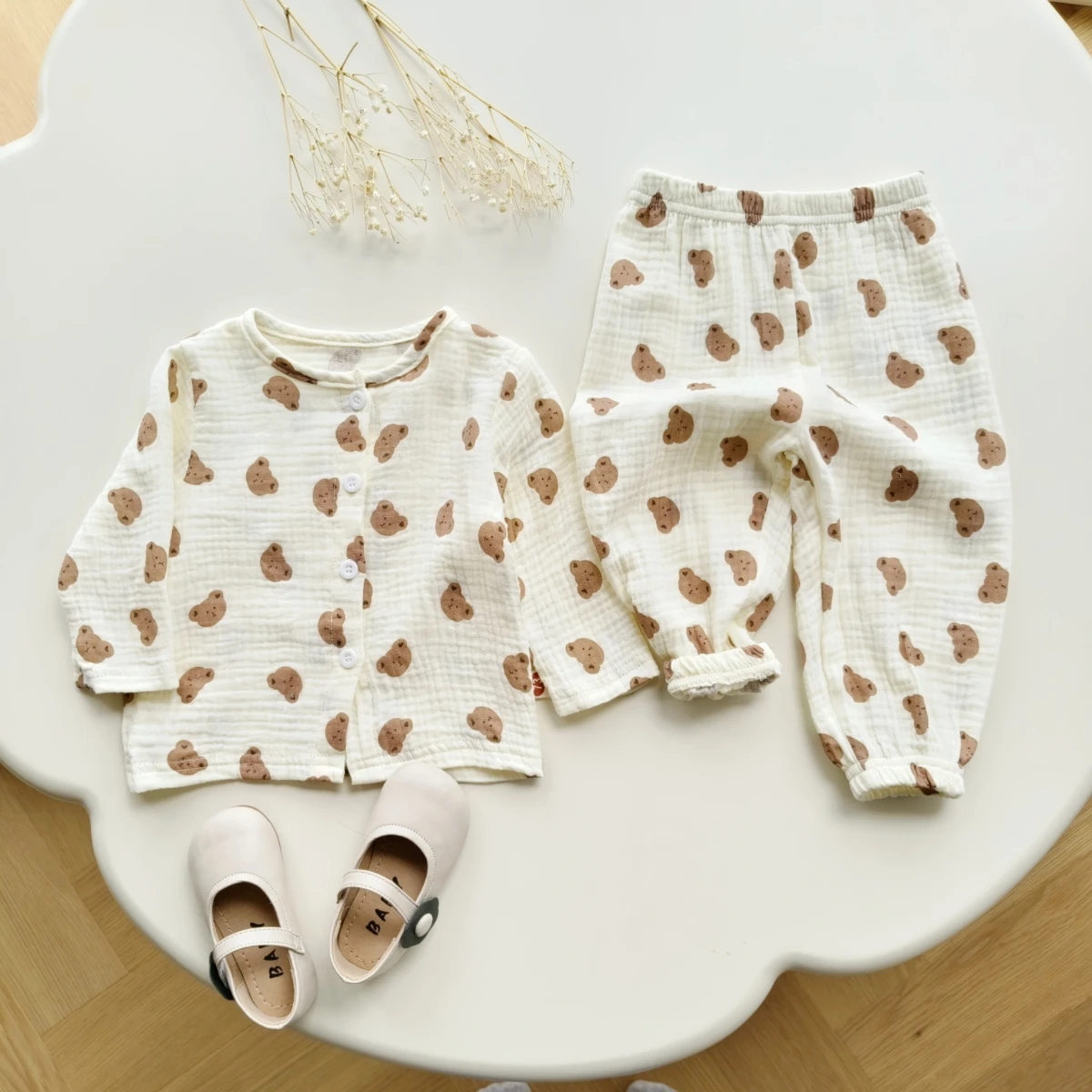 2024 Autumn New in Kids Baby Girls Boys Cute Clothing Set 2pcs - Infant Cartoon Bear Cotton T-shirts + Pants , Toddler Clothes