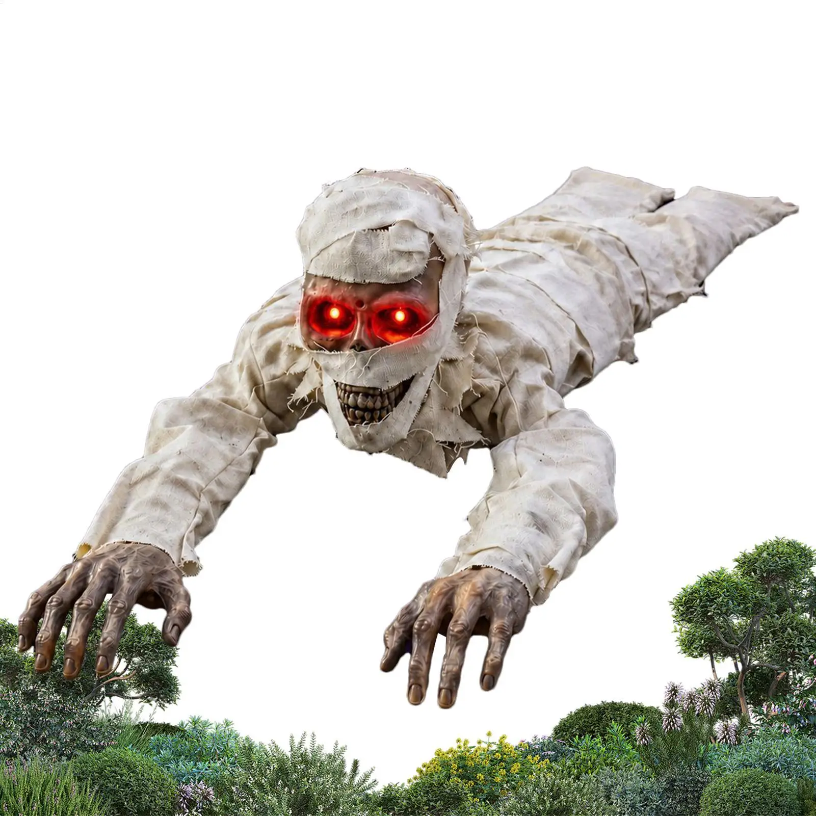 Crawling Halloween Doll Voice-Activated Moving Ghost Ornament Electric Scary Halloween Decorations for Lawn Yard Outdoor Party