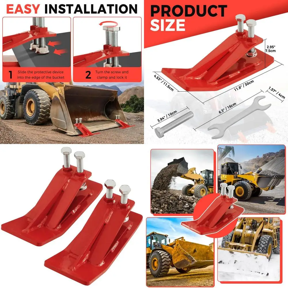 

Комплект из 2-х усиленных красных защитных накладок для кромок ковшей тракторов с двойными стопорными гайками и болтами, совместимые с тракторами и мини-погрузчиками