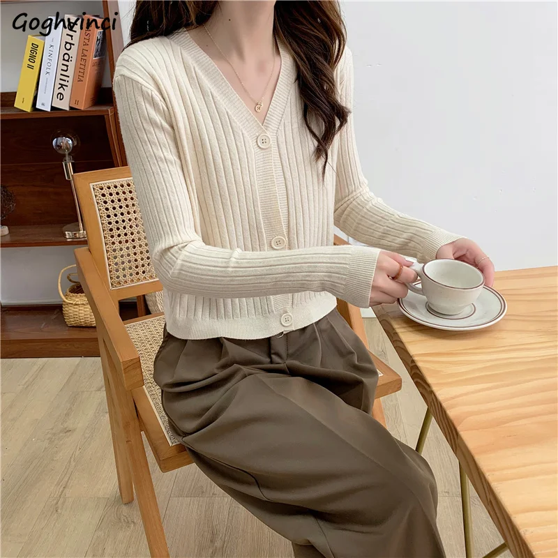 

Cardigan Woman Casual Lady Clothes All-match Korean Style New Arrival Slim Fashion Chic Autumn Fit Warm Stretchy Solid Elegant