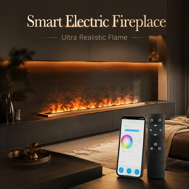 Interior Design Smart Premium Electric Fireplace Designed for Modern Family Living 3D Realistic Flame Water Vapor Fireplace