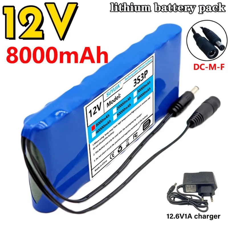 Batterie 3S3P12V 18650 Lithium-ion Rechargeable Avec Une Grande Capacité De 8000mAh, Équipée De BMS Et De Chargeur
