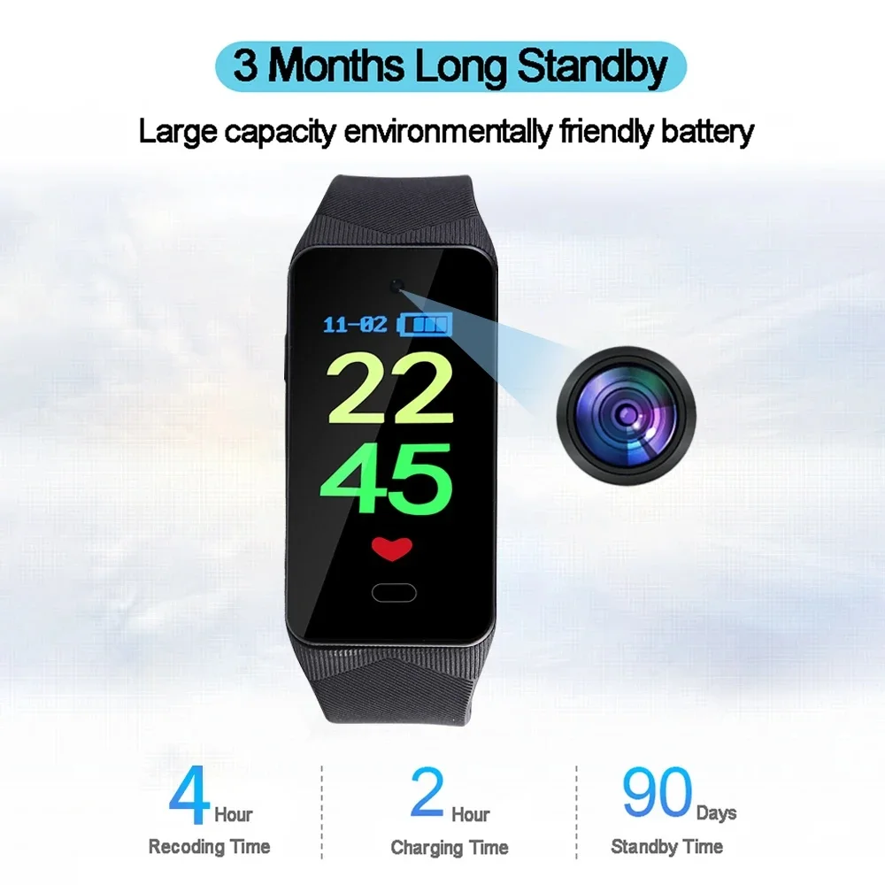 HD 1080P Mini Camera Sports Watch Wearable Monitoring Home Safety Monitor DV Camera Mini Camera Recorder