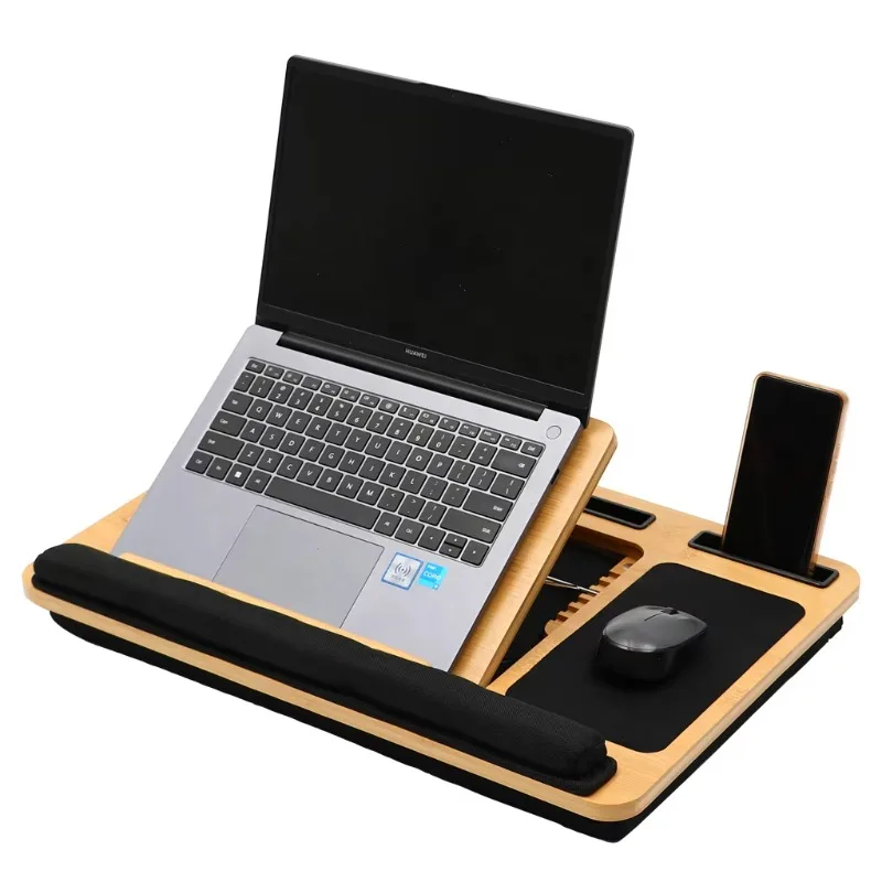 

Portable bamboo laptop desk Thickened breathable adjustable stand for home offices and schools