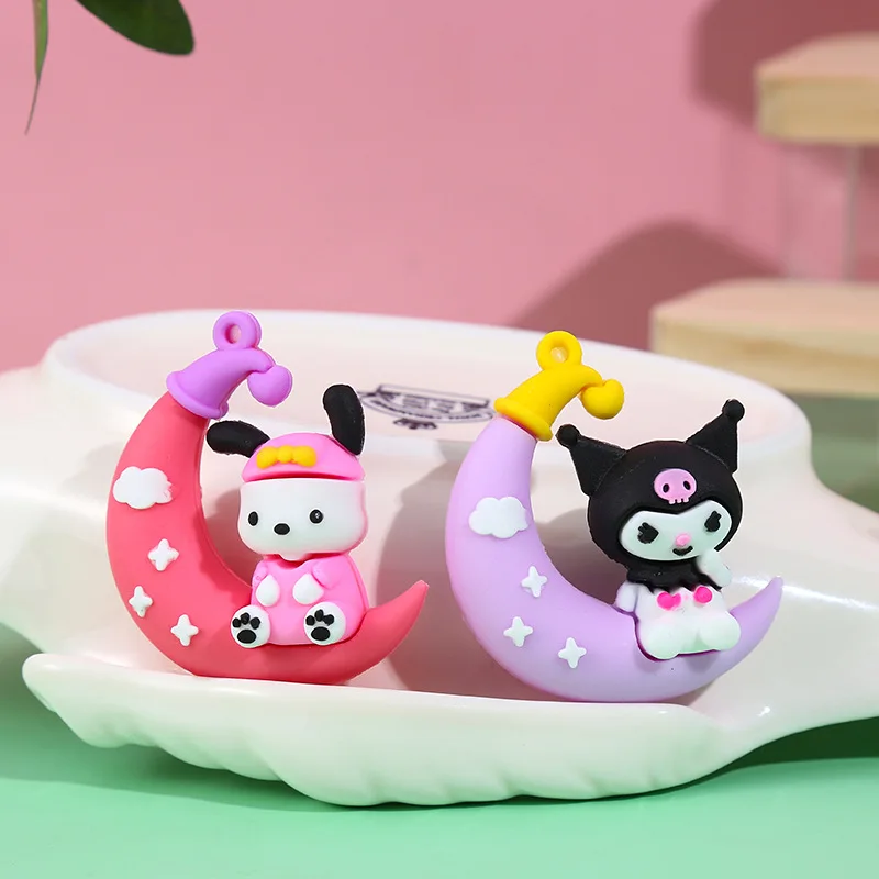 Miniso الكرتون سانريو القمر مفتاح سلسلة الطالب حقيبة مدرسية قلادة زوجين مفتاح سلسلة حلية لطيف هدية صغيرة