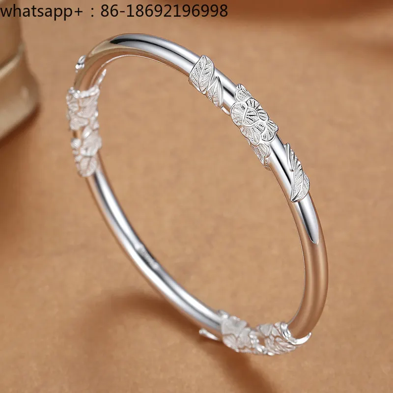 Flowering Silver Bracelet Full Silver 9999 Solid Closed Filament Wrapped Fashion Silver Bracelet