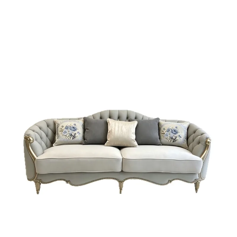 Light luxury style pull-up fabric sofa villa sofa, large living room sofa fashionable and atmospheric furniture