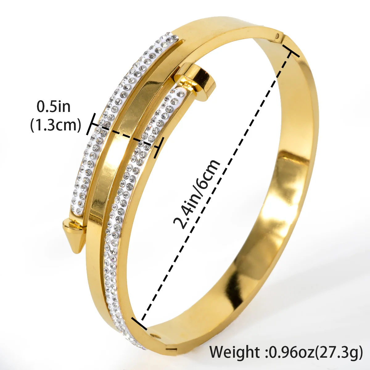 أساور من الفولاذ المقاوم للصدأ للنساء ، إسورة رأس أظافر فريدة من نوعها ، لون ذهبي ناعم ، مجوهرات يدوية ، بيان الموضة