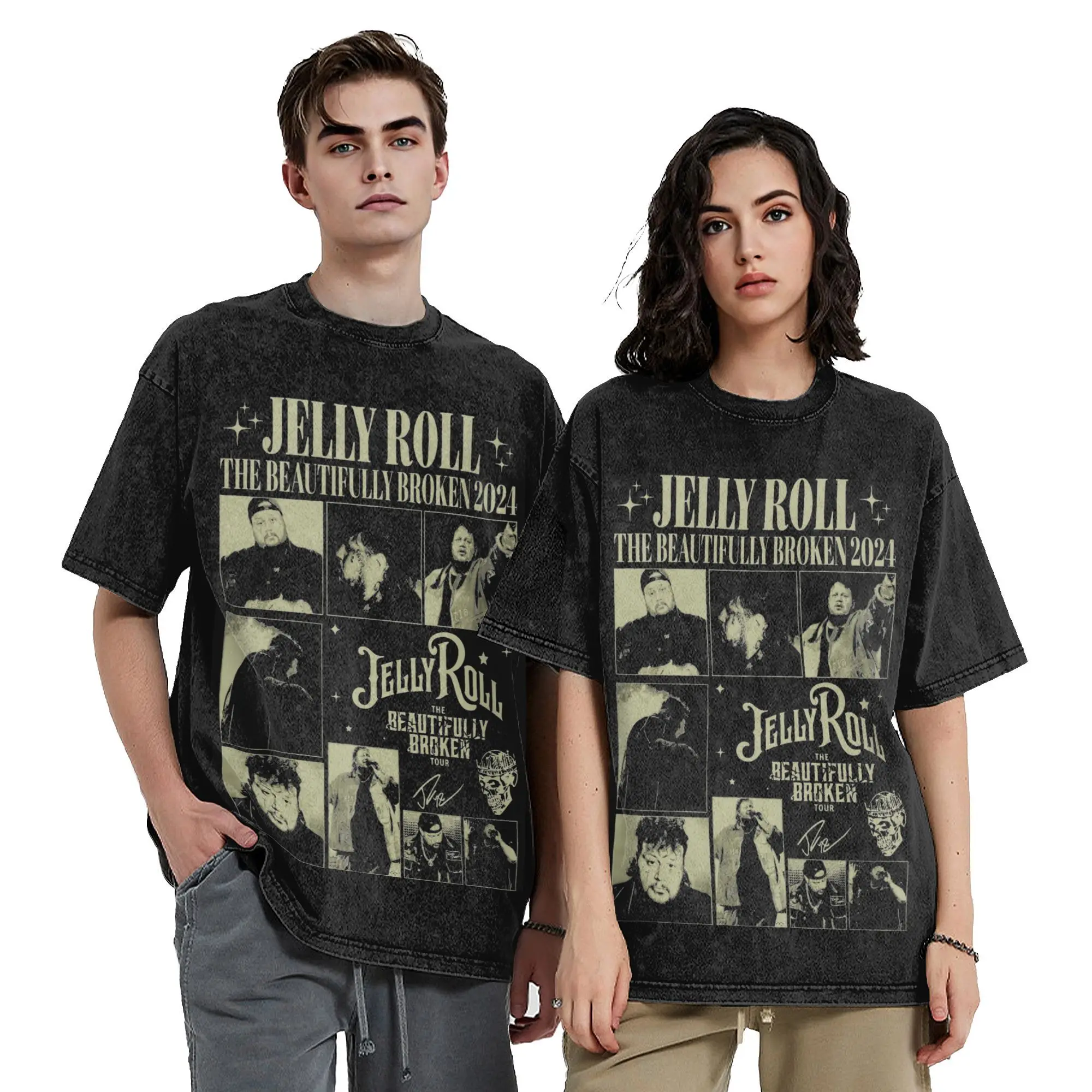 90s Jelly Roll 2024 Concert T Shirt Vintage Style For Men Women Pure Cotton T-Shirts Tee Tops