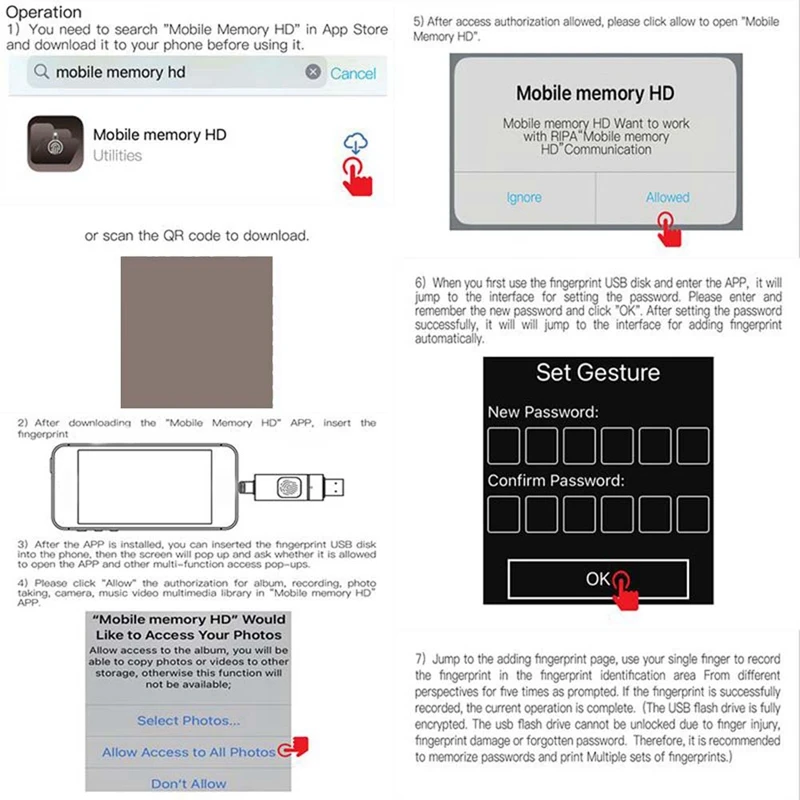 1 Piece Fingerprint Encrypted U Disk Mobile Phone Computer Dual-Use High-Speed Transmission Flash Memory 128G For Iphone/Ipad