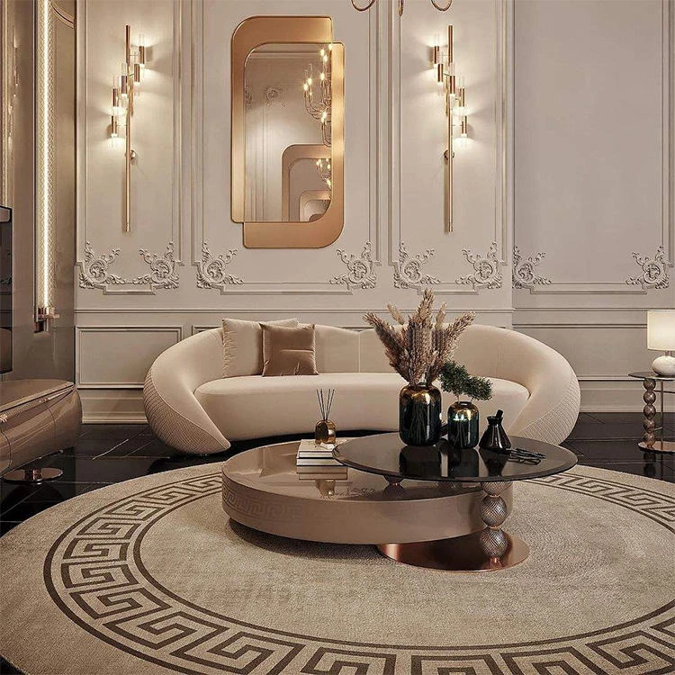 &c High End Curved Velvet Sofa Luxury Designer Sectional Fabric Sofa Set Premium Villa Hotel Home Italian Style Couch