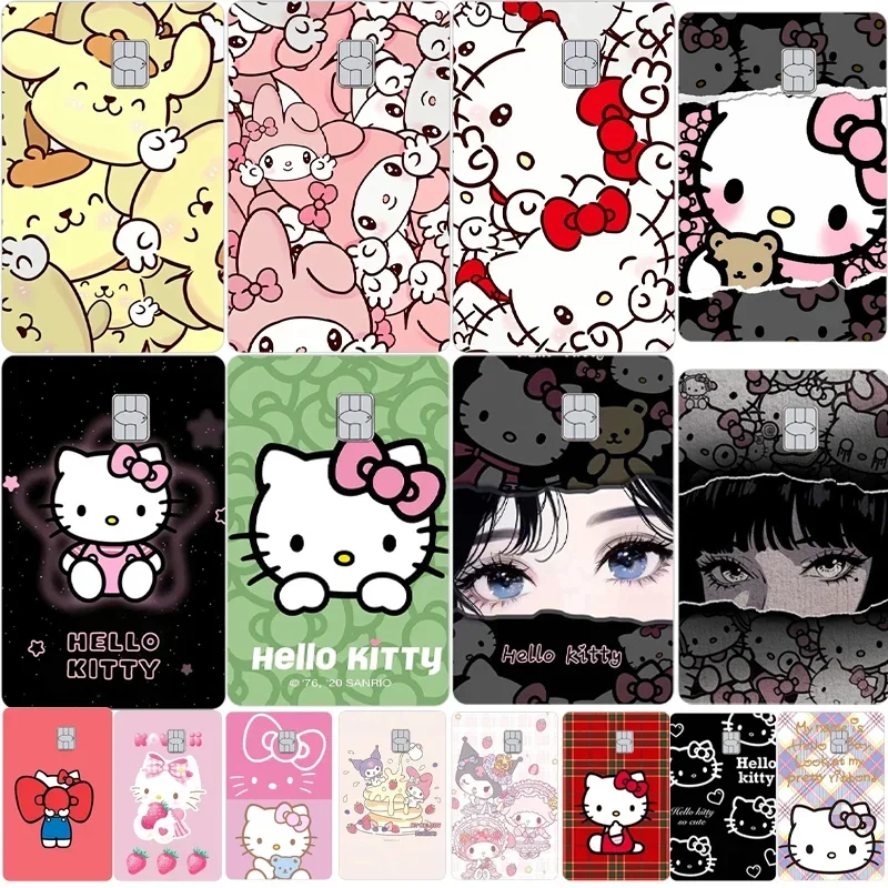 

Kawaii Y2k Hello Kitty Kuromi My Melody Diy наклейки на кожу кредитной карты для Visa Bank дебетовый автобус карта доступа передняя водонепроницаемая пленка