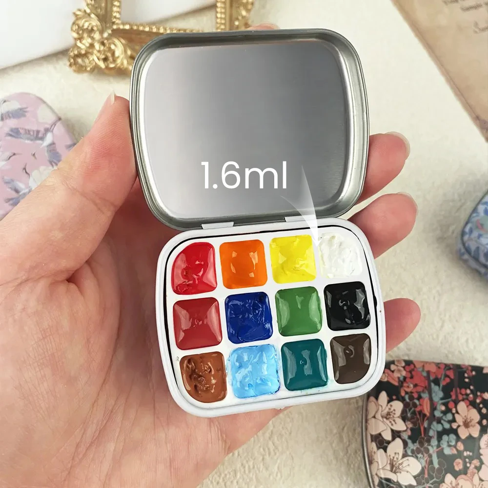 12 Grid Empty Watercolor Palette Tin, Tiny Travel Watercolor Palette Tin, Cute Mini Palette Perfect for Travel, Mini Paint Set,