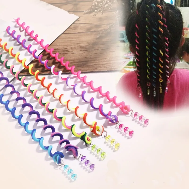 

6pcs Rainbow Cute Girls Soft Clay Weaving Artifacts Hair Bands Baby DIY Twist Braid Curly Hair Styling Tool Children Accessory