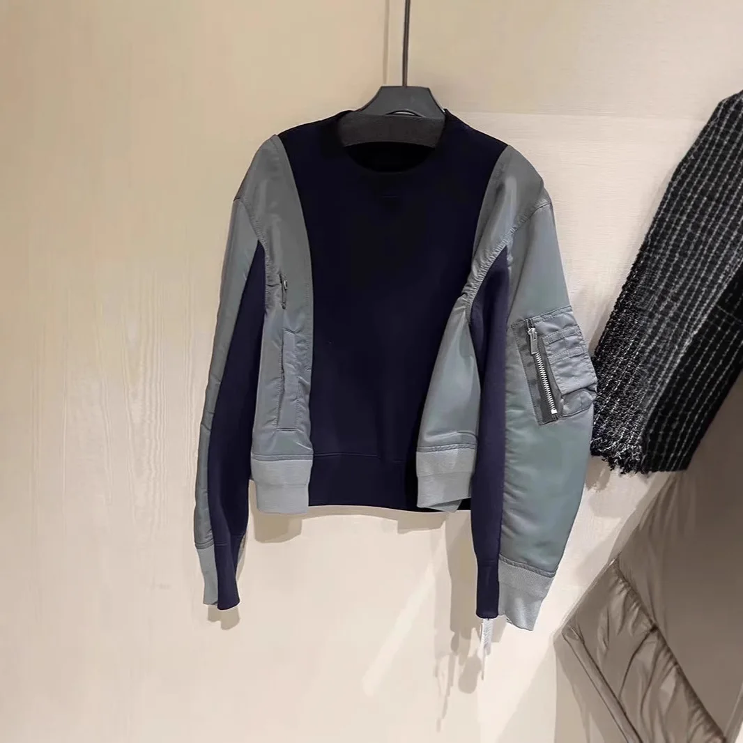 سترة نسائية بغطاء للرأس بسحاب مقسمة جديدة لعام 2025 سترة فضفاضة غير رسمية برقبة دائرية