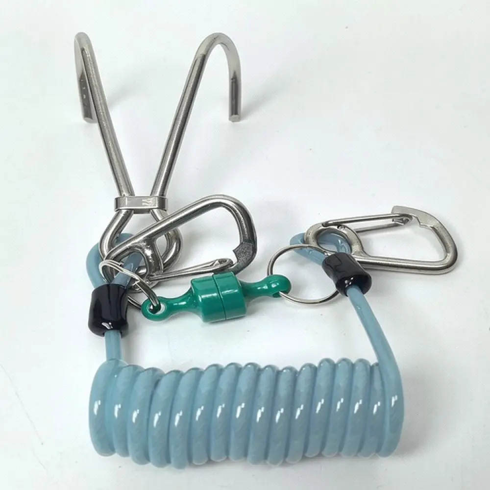 Scuba Diving Double End Hook Drift Reef Hook For YEXIZE Stainless Steel Magnetic Holder Elastic Lanyard Underwater Safety Tool
