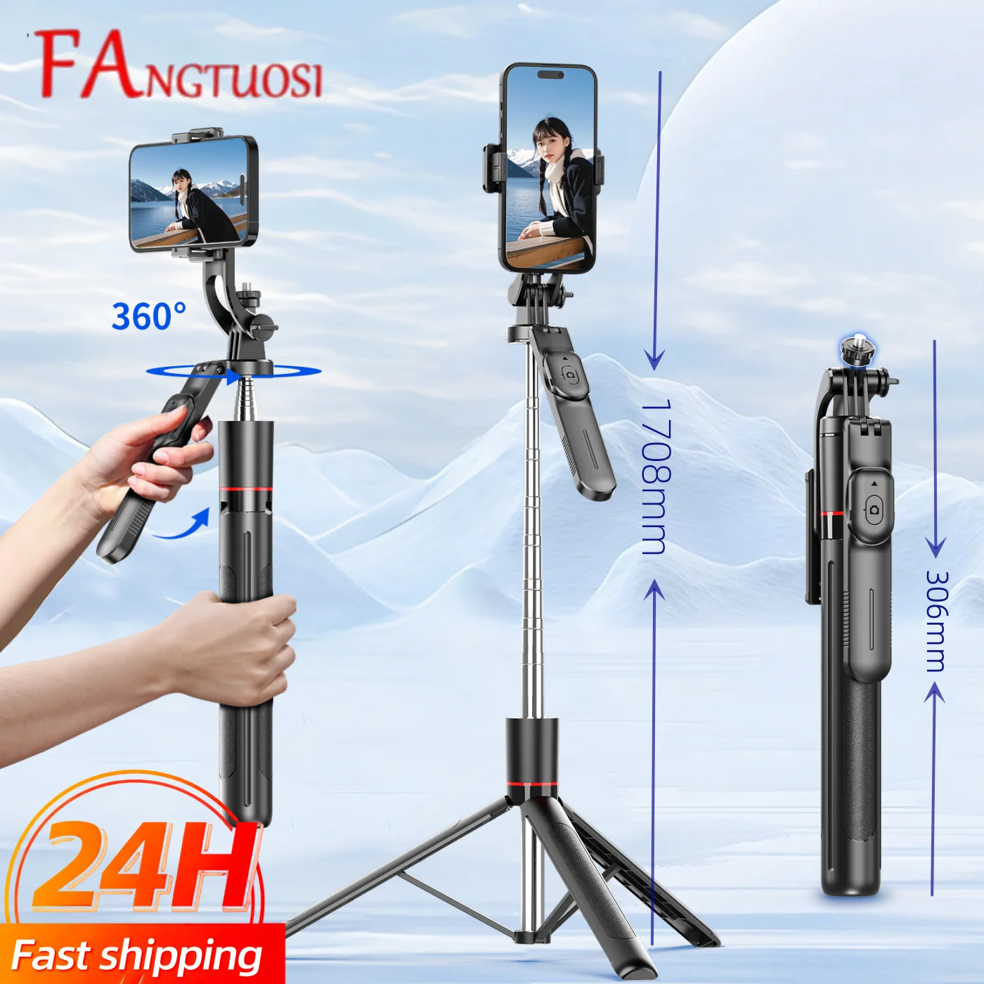 

Беспроводная Bluetooth-палка для селфи, штатив с заполняющей подсветкой, штатив с дистанционным затвором для iPhone, Samsung, Xiaomi, держатель для телефона в реальном времени