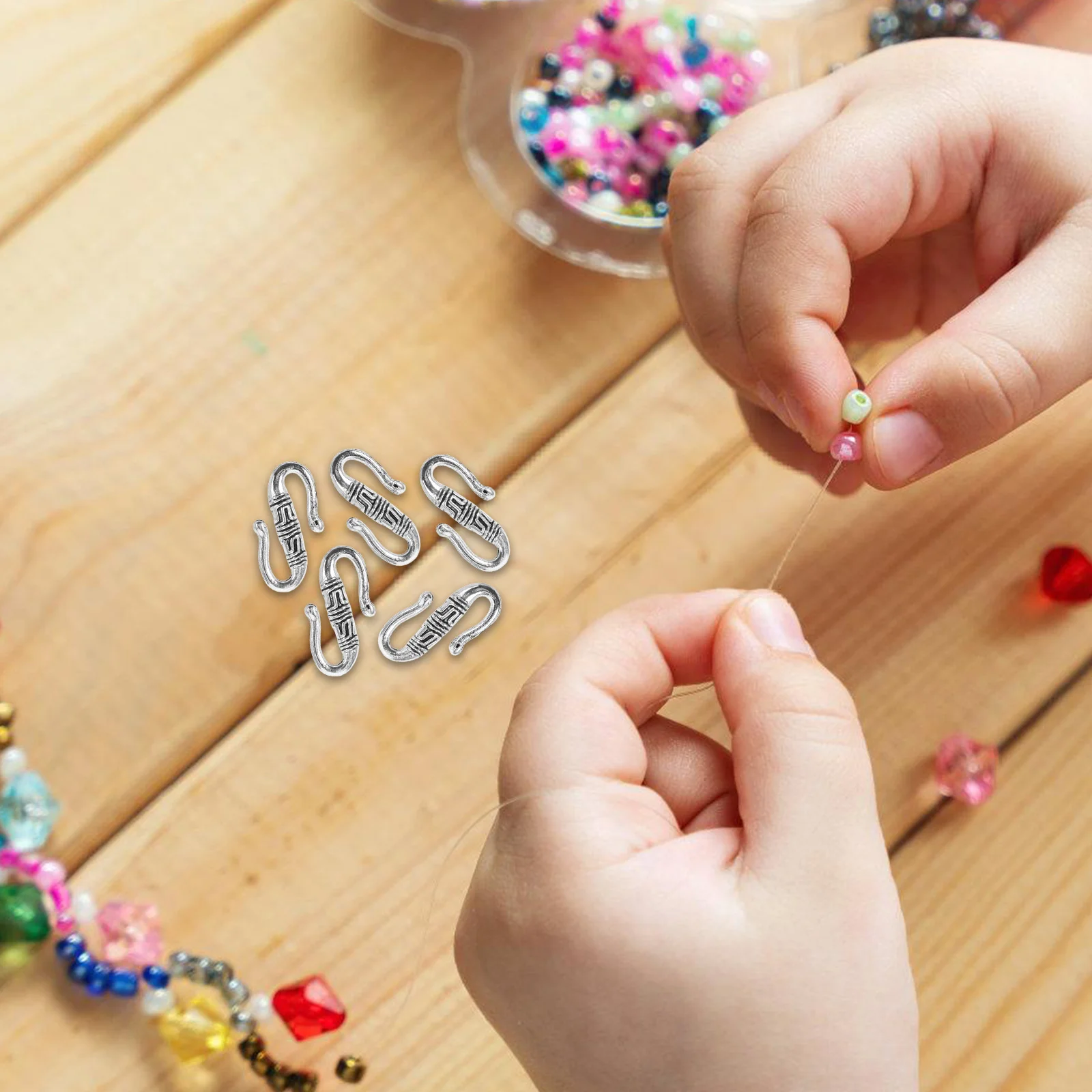 

20pcs S Shape Clasp Silver Alloy Jewelry Connector Diy Bracelet Necklace Hook Ring S-Hook Metal Closure Finding