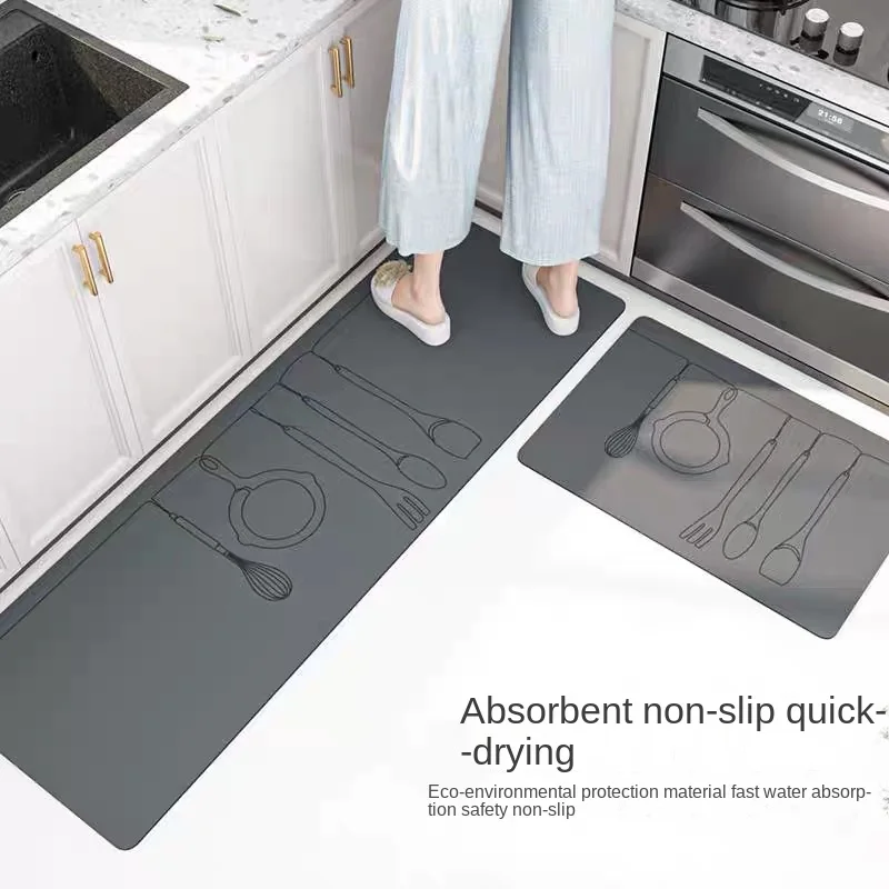 

VIKAMA Kitchen Floor Mats Absorb Water And Oil Household Large Area Rugs Non-Washable Scrubbable Dirt-Resistant Foot Mats