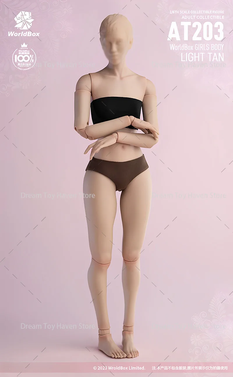 Worldbox AT203 ضوء أسمر/شاحب 1/6 المرأة الجندي سوبر مرنة المشتركة الجسم صالح 12 بوصة عمل نموذج لجسم تحصيل دمية
