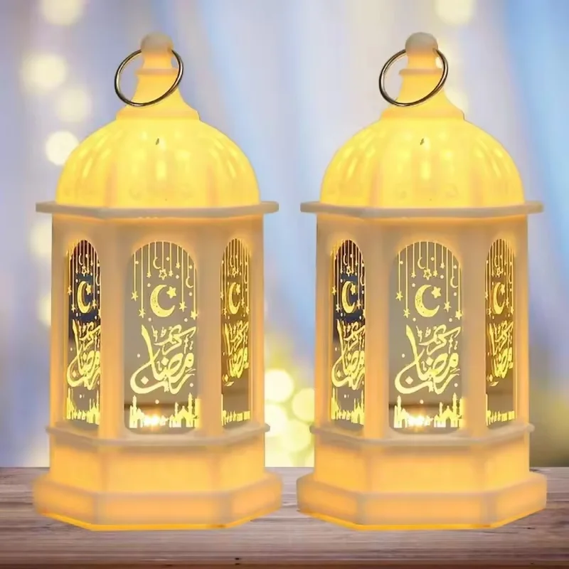 Muslim Ramadan Lantern Decor Ornament EID Mubarak LED Festival Night Light Eid Al Adha Gift Gurbang Ramadan Electronic Candle