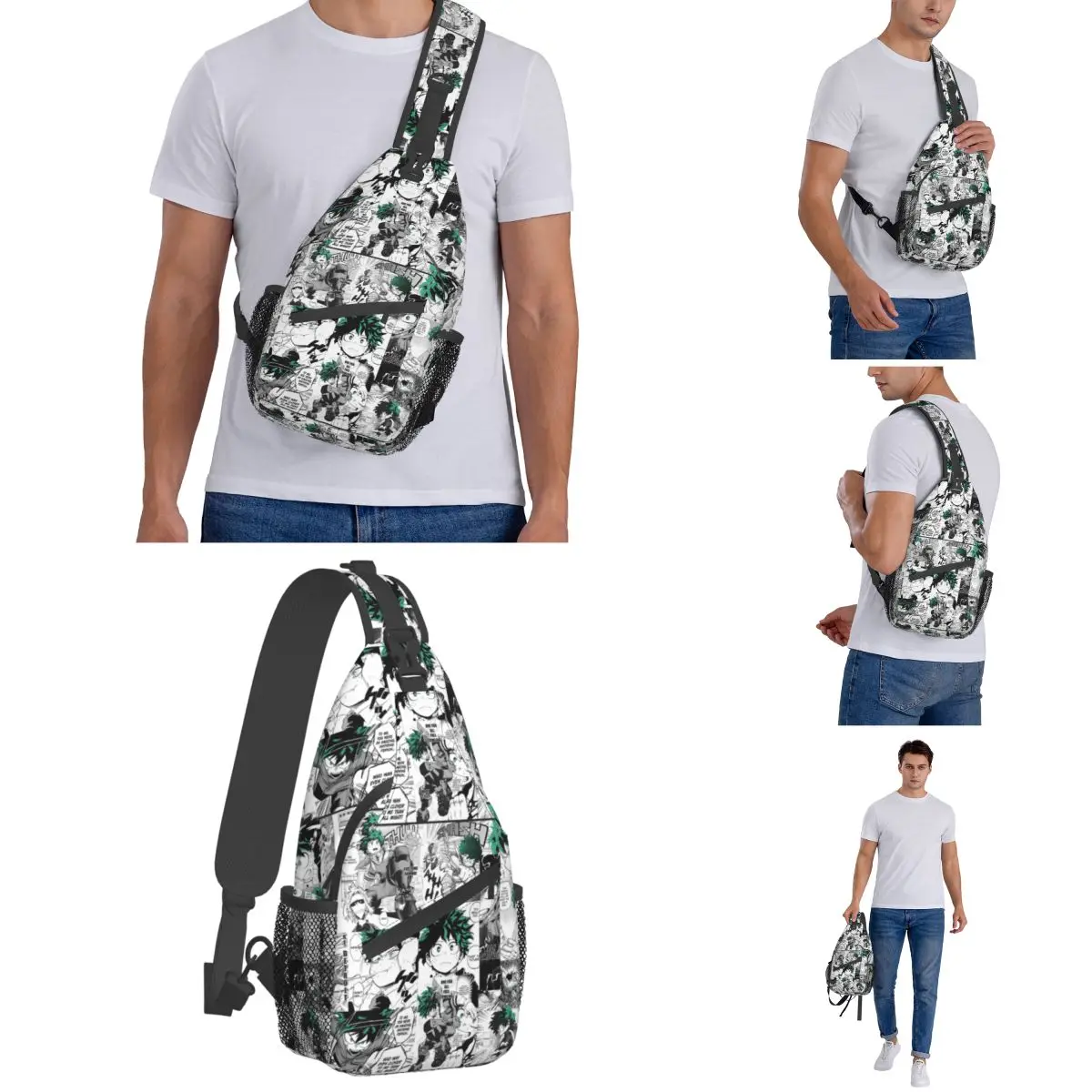 My Boku No Hero Academia Small Sling Bag Peito Crossbody Ombro Mochila Outdoor Caminhadas Daypacks Deku Manga Anime School Bags