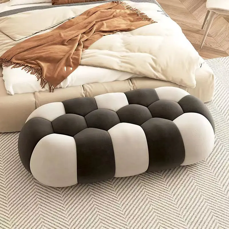 New Italian style bedroom bed end stool bed side bench light luxury living room bench sofa