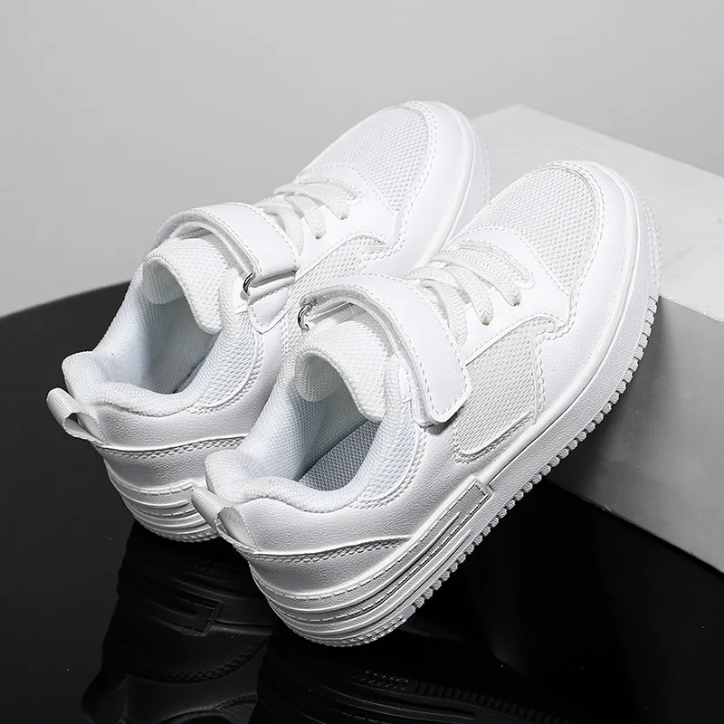 Children's White Shoes 2024 Spring and Autumn New Mesh Breathable Medium and Large Children's Boys' White Sneakers Girls'