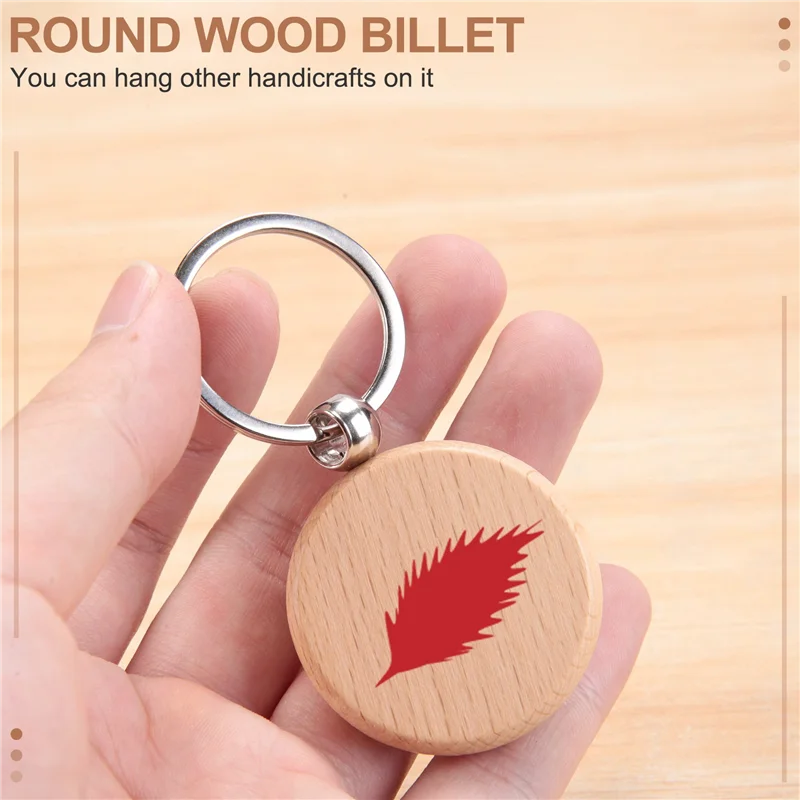 

AB33-100Pieces Wooden Keychain Blanks Bulk Wood Engraving Blanks Unfinished Wooden Key Ring Key Tag