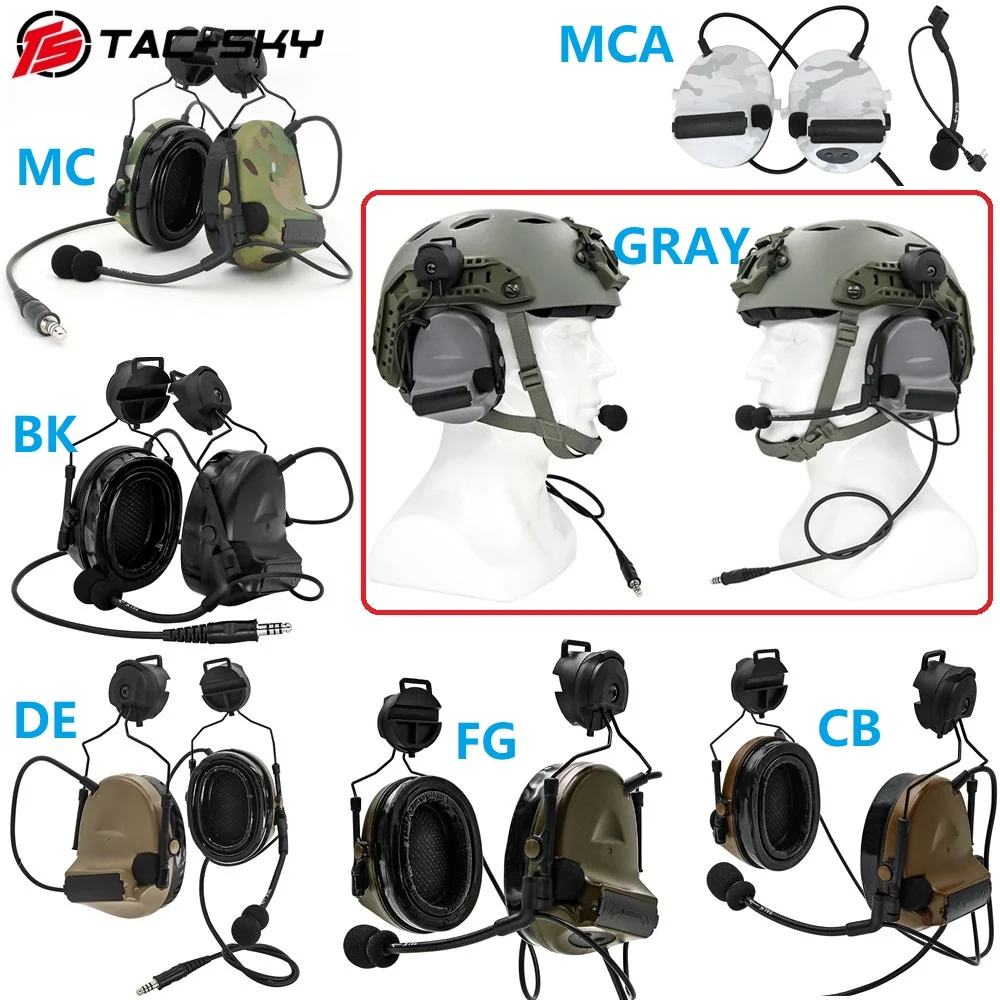 TS TAC-SKY Taktisches Headset COMTA II Elektronische Ohrenschützer ARC Rail Helmhalterung C2 Schießkopfhörer