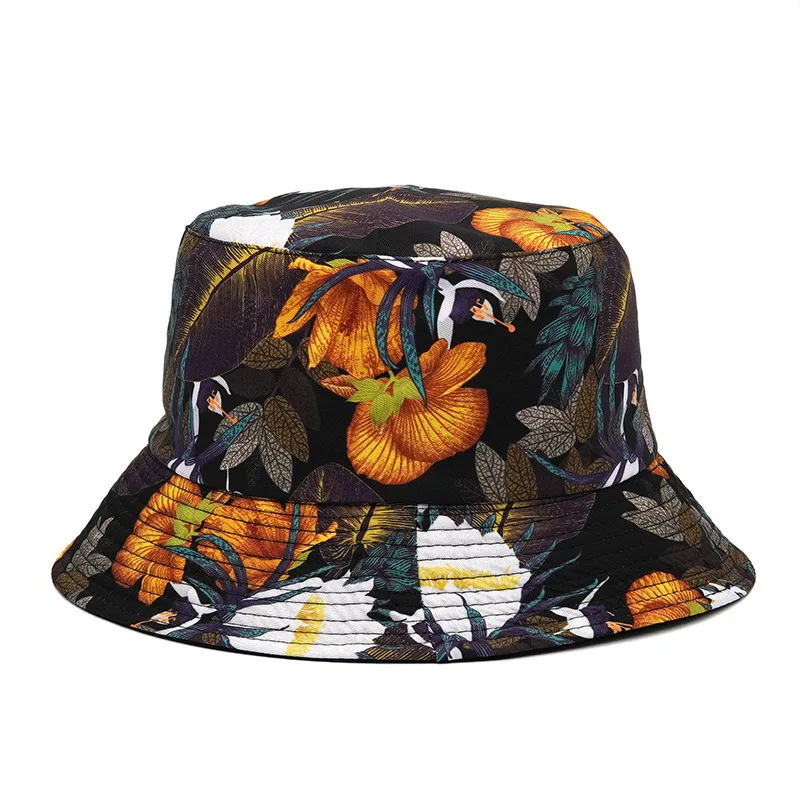 

Reversible Double Sided Bucket Hat 2 in 1 Design - Graffiti Print Cotton Fisherman Cap Foldable for Beach Summer Outdoor