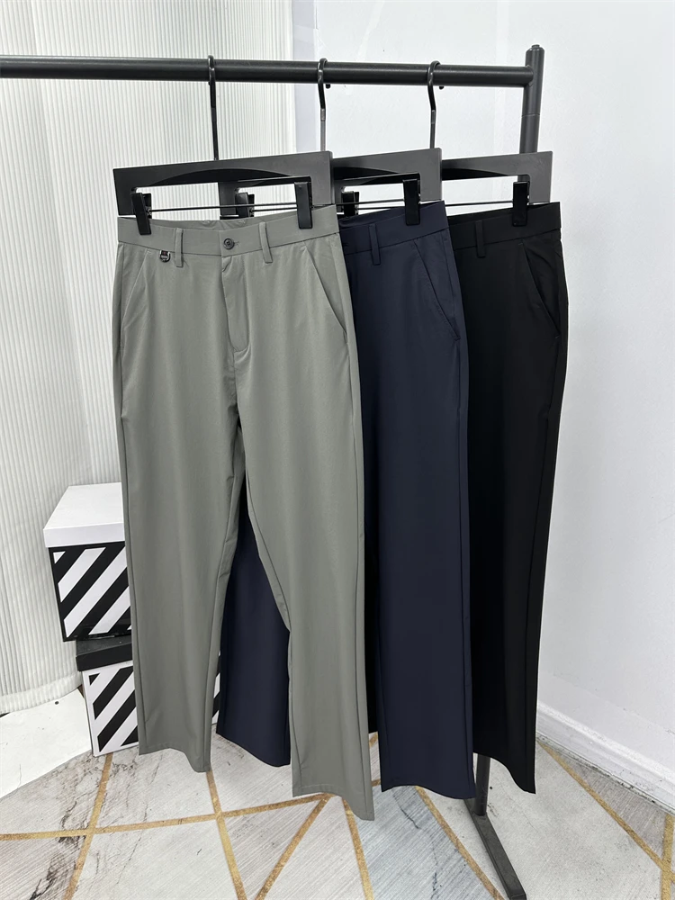 

Qui Dry Ice Silk Cool Feeling Straight Leg Casual Pants Faionable Urban Sle Spring Summer New Arrival Pure Color Basic ...