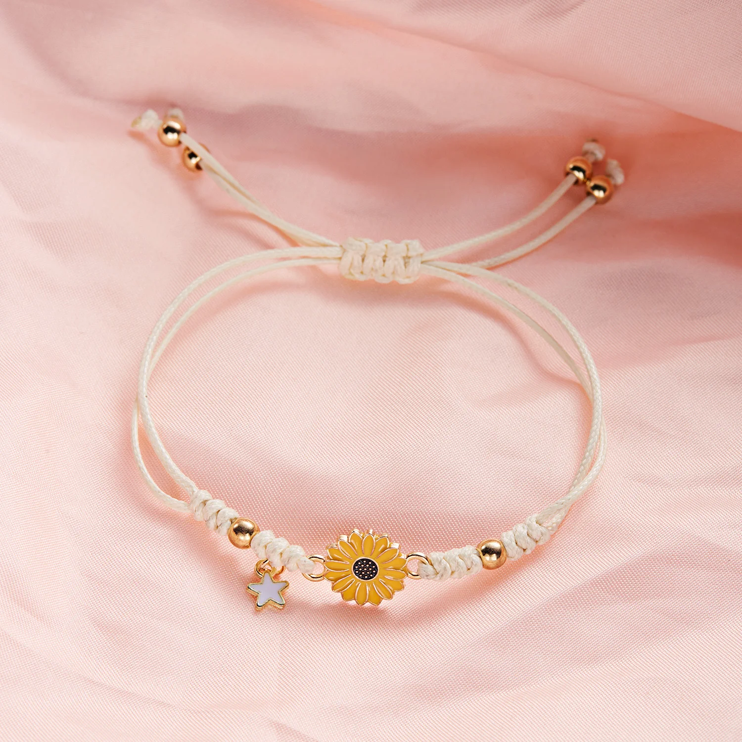 New Sweet Multicolor Daisy Flower Bracelets for Women Girls Korean Fashion Handmade Braided Rope Chain Travel Wristband Jewelry