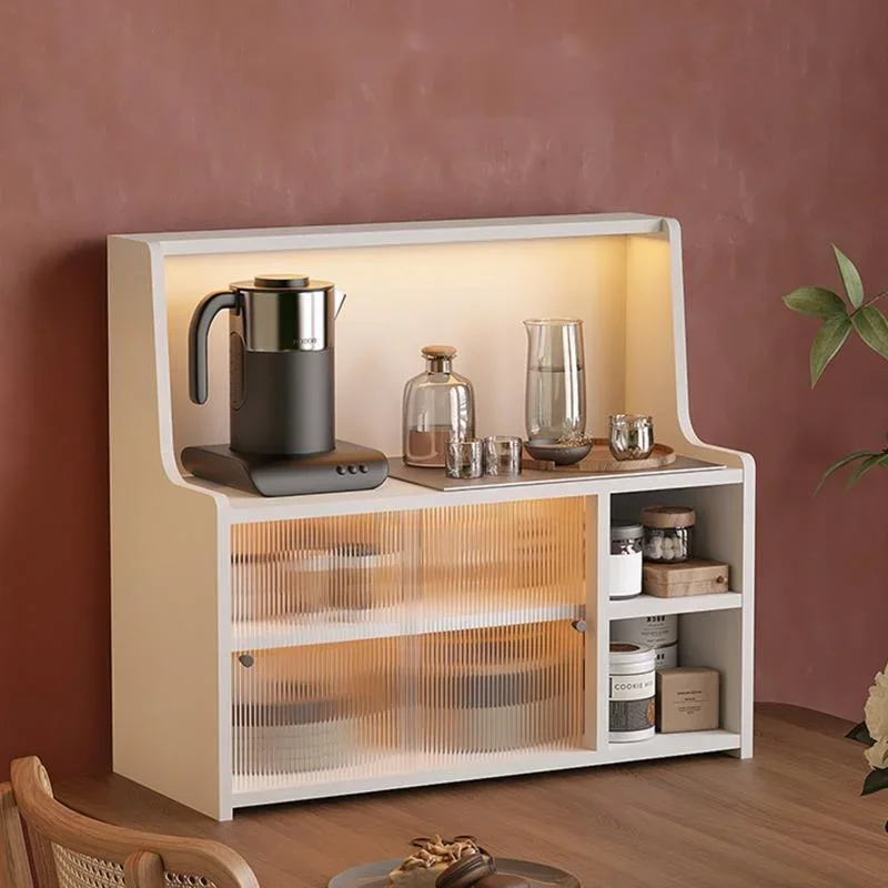 Multi-functional Storage Cabinet, Dustproof Bowl Rack, Classic Cup Rack Table, Kitchen Food Side Cabinet, Light, Luxury