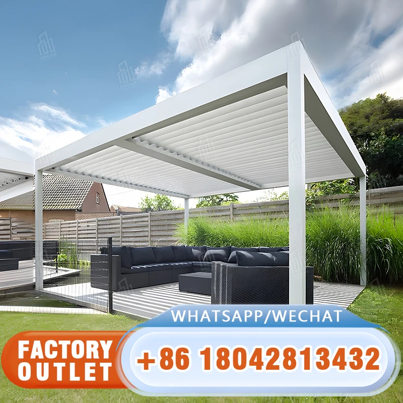 Best Quality Custom Logo Mps-060 Metal Wood Pvc Gazebo Outdoor Popular High Selling Sunshade Coated Frame Motorized Price